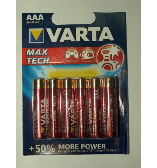 Set 6 baterii Varta Max Tech AAA/R3 alkaline